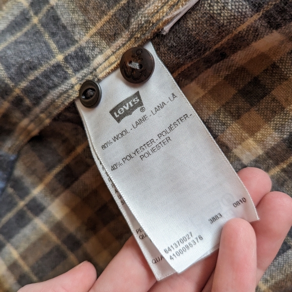 Men's Levi's Wool Slim Fit Plaid Button Up Flannel Shirt Size Small - Picture 4 of 10